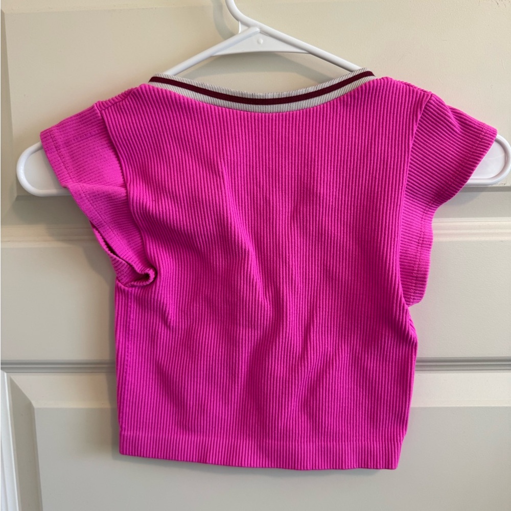 Out From Under Ribbed Hot Pink Crop Top - Picture 4 of 7
